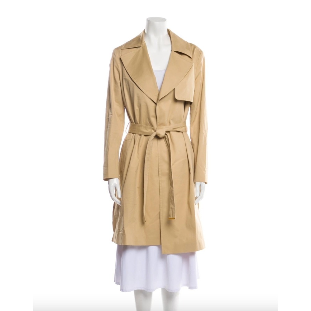 Cuyana Womens Tan Cotton Blend Belted Trench Coat Jacket Size Small‎